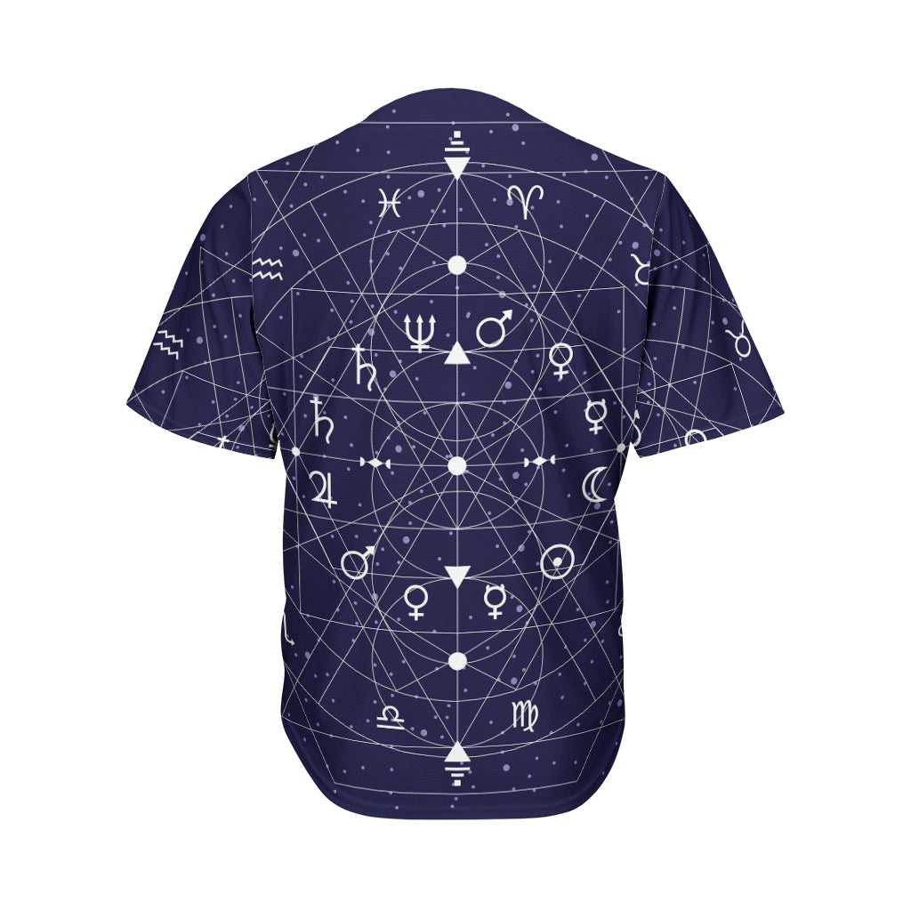 Geometric Zodiac Signs Print Men's Baseball Jersey