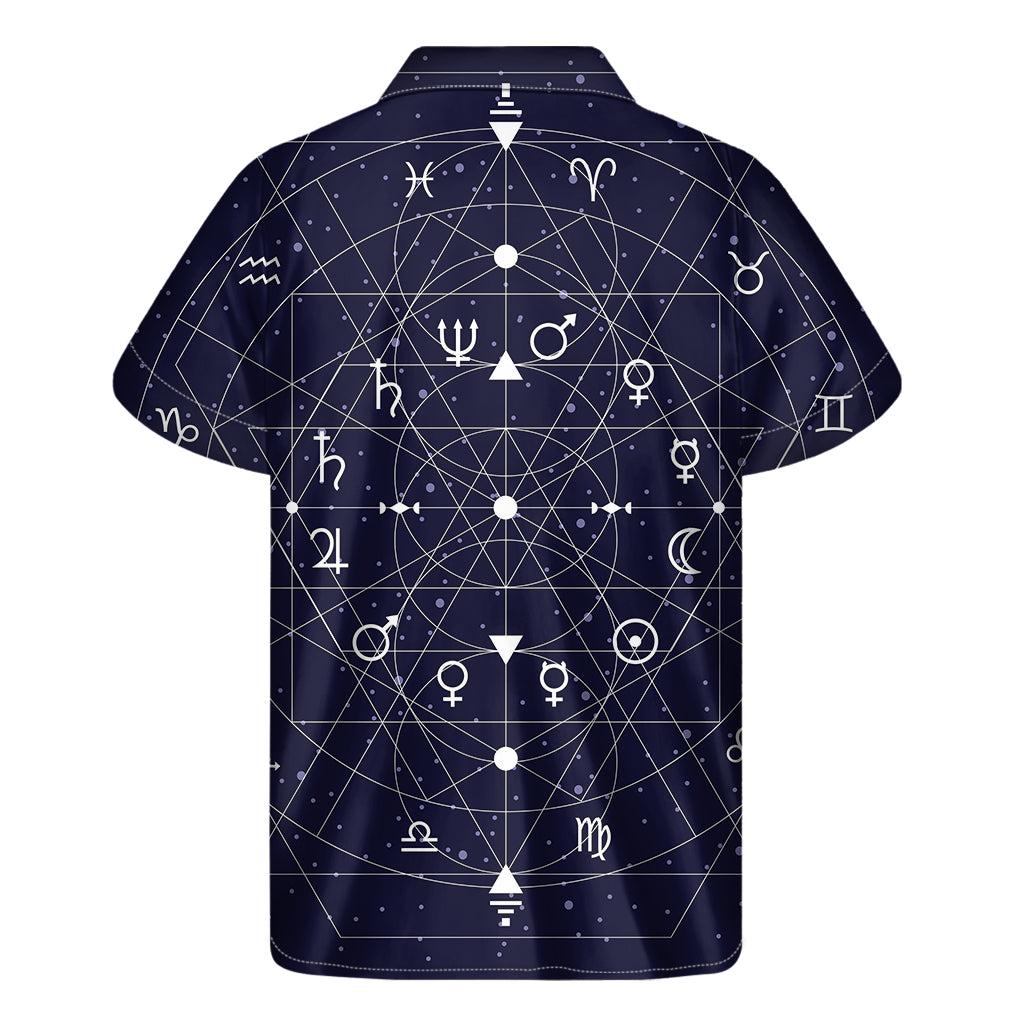 Geometric Zodiac Signs Print Men's Short Sleeve Shirt