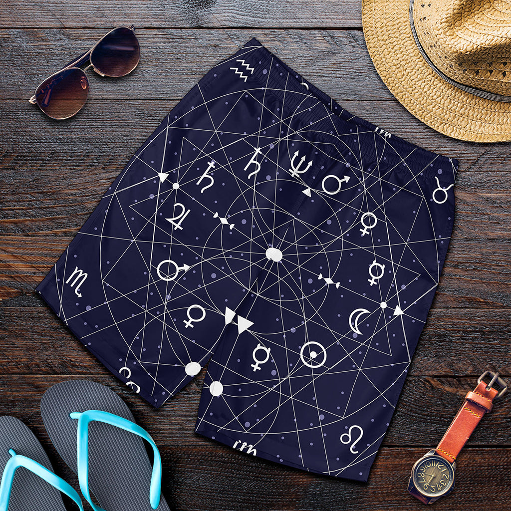 Geometric Zodiac Signs Print Men's Shorts