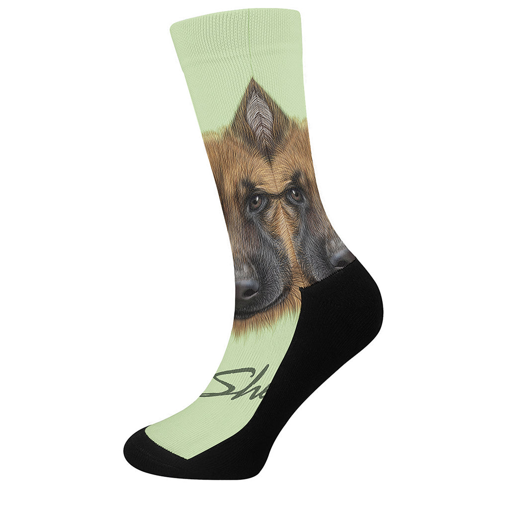 German Shepherd Dog Portrait Print Crew Socks