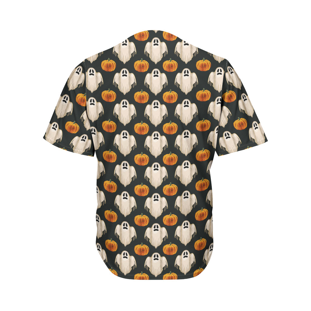 Ghost And Pumpkin Pattern Print Men's Baseball Jersey