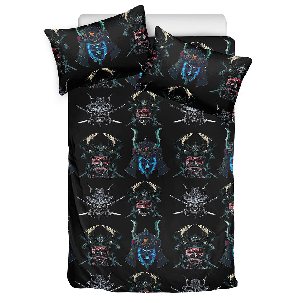 Ghost Samurai Mask Pattern Print Duvet Cover Bedding Set