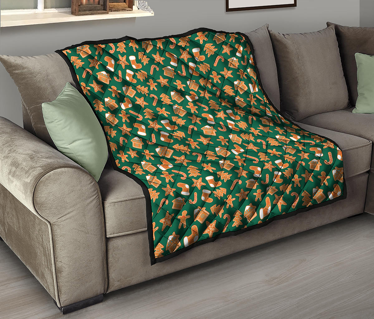 Gingerbread Cookies Pattern Print Quilt