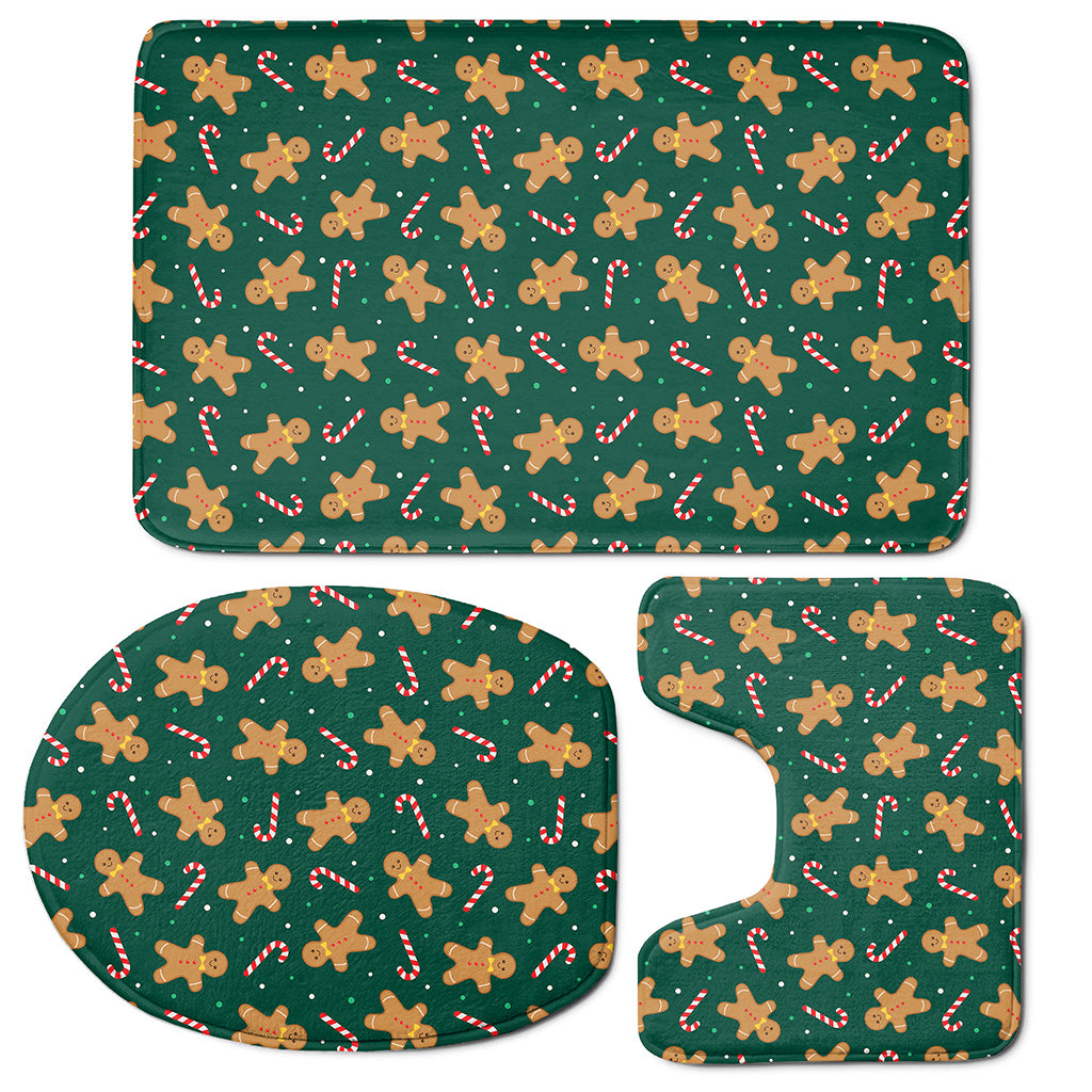 Gingerbread Man Cookies Pattern Print 3 Piece Bath Mat Set