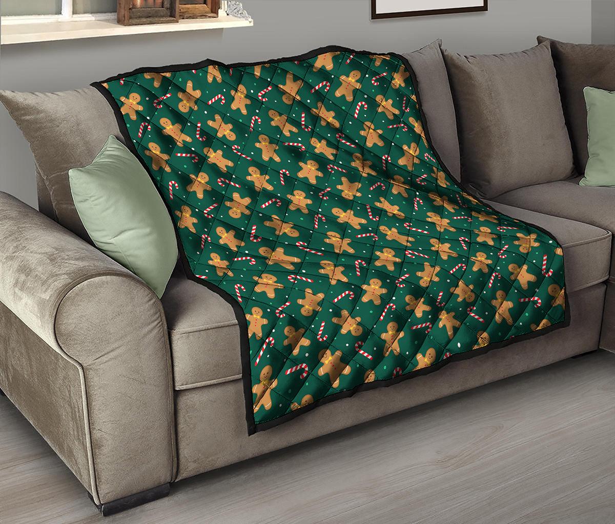Gingerbread Man Cookies Pattern Print Quilt