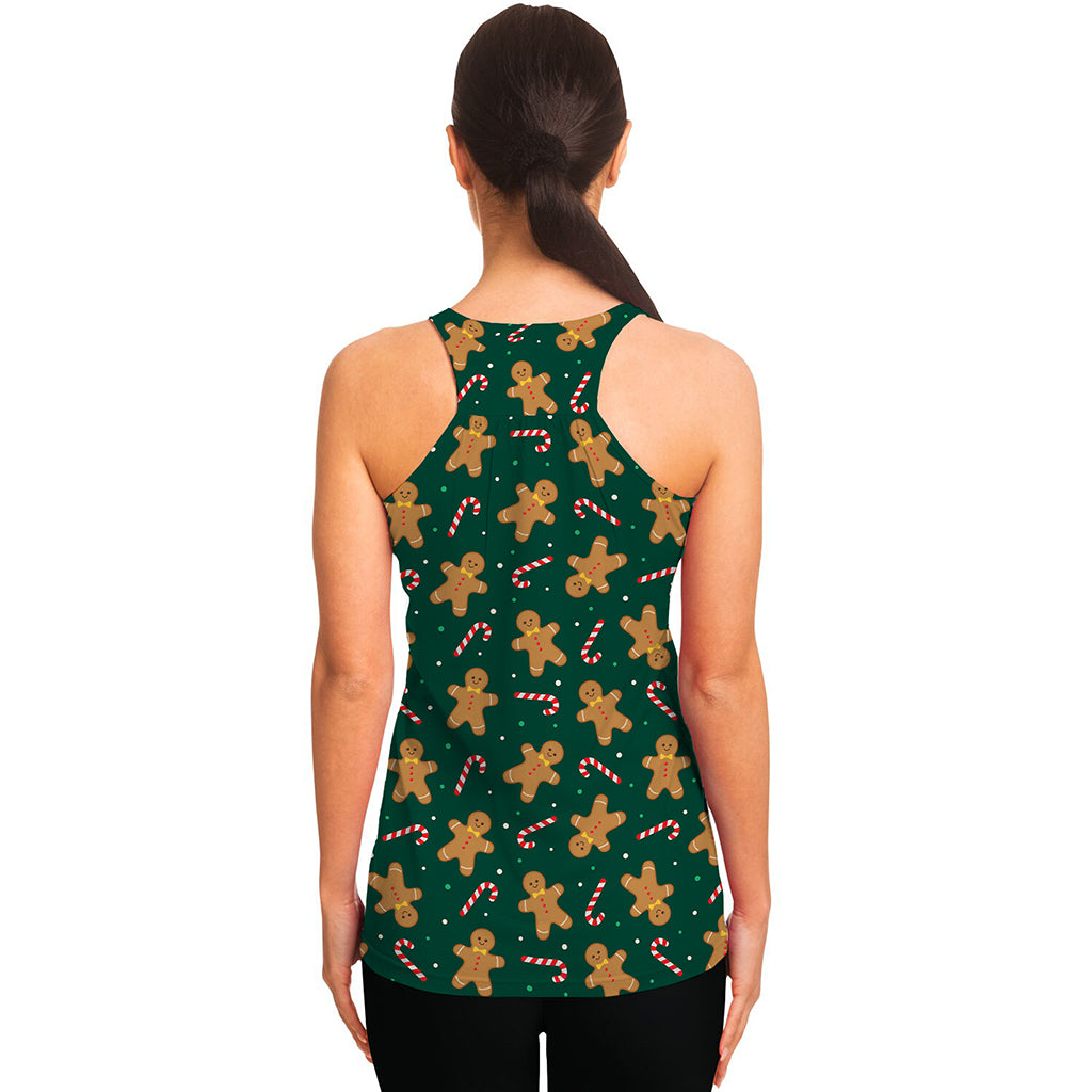 Gingerbread Man Cookies Pattern Print Women's Racerback Tank Top