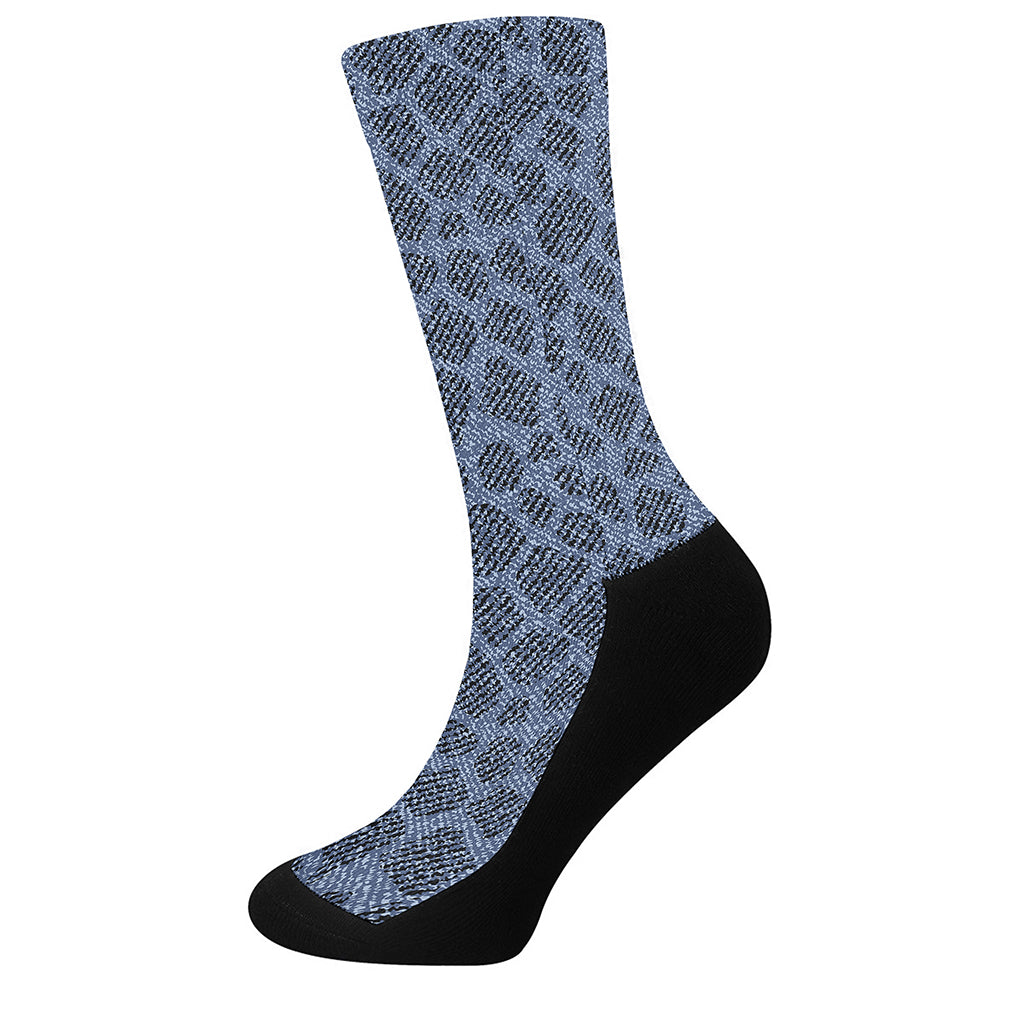 Giraffe Denim Jeans Pattern Print Crew Socks
