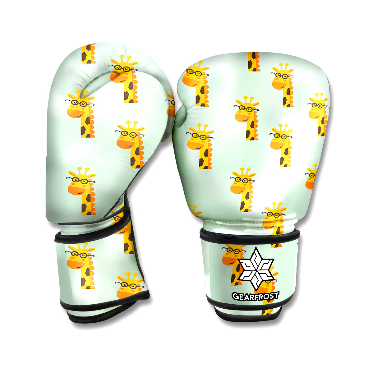 Giraffe With Glasses Pattern Print Boxing Gloves