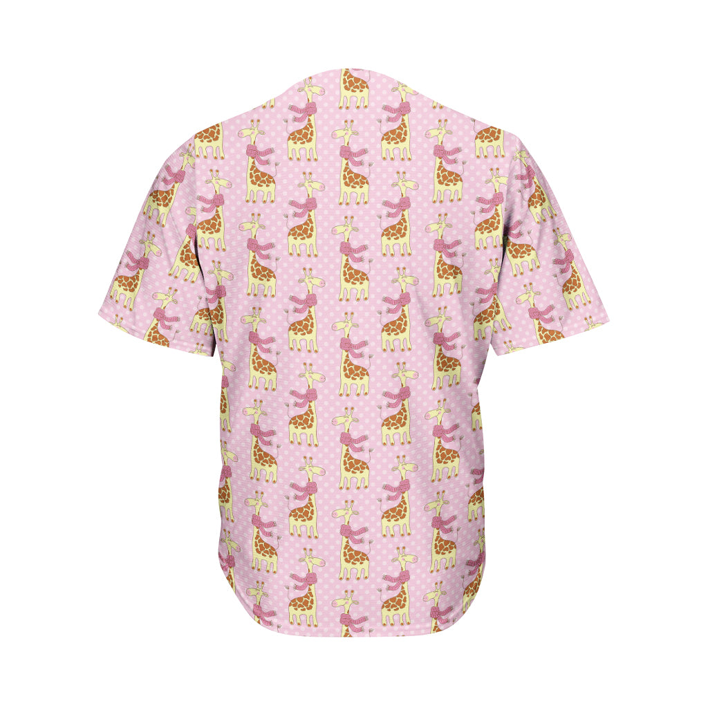 Giraffe With Scarf Pattern Print Men's Baseball Jersey