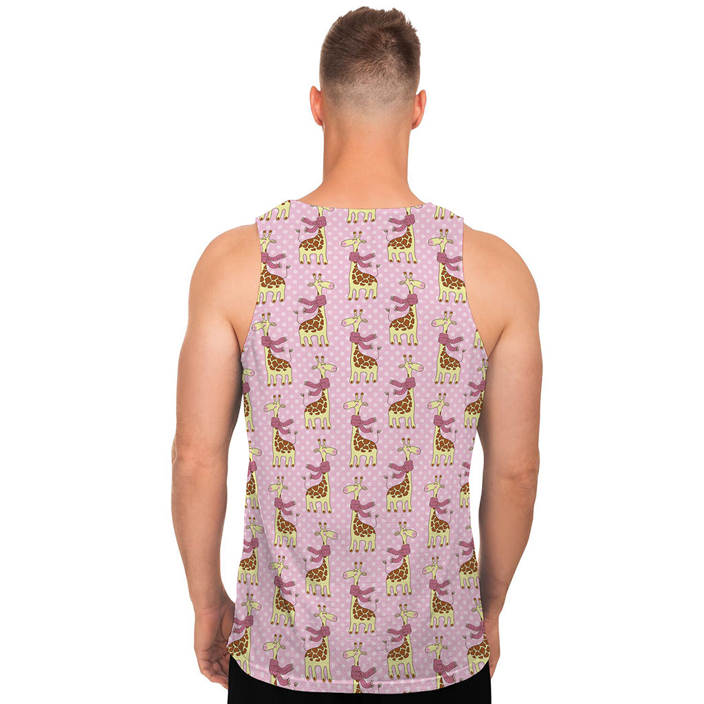 Giraffe With Scarf Pattern Print Men's Tank Top