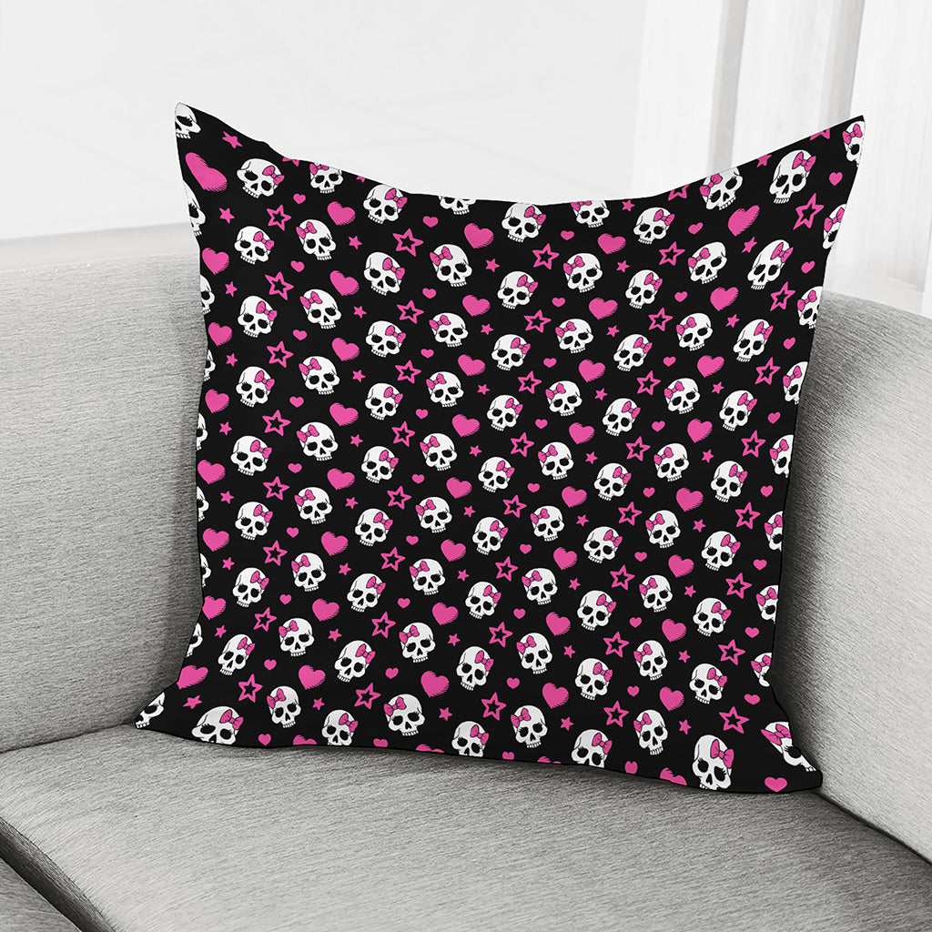 Girly Emo Skull Pattern Print Pillow Cover