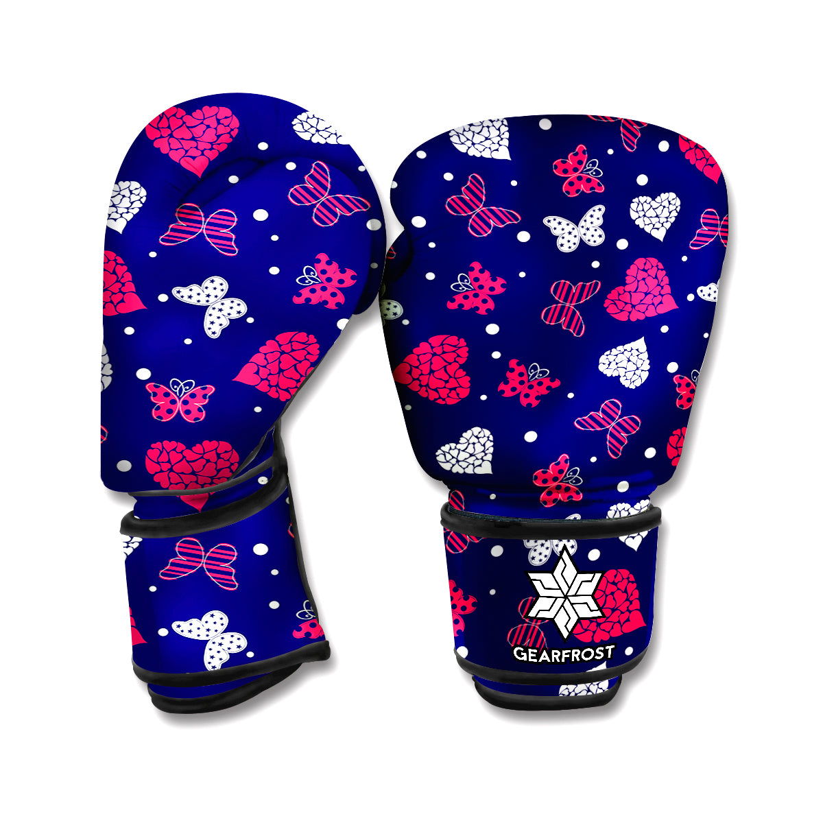 Girly Heart And Butterfly Pattern Print Boxing Gloves