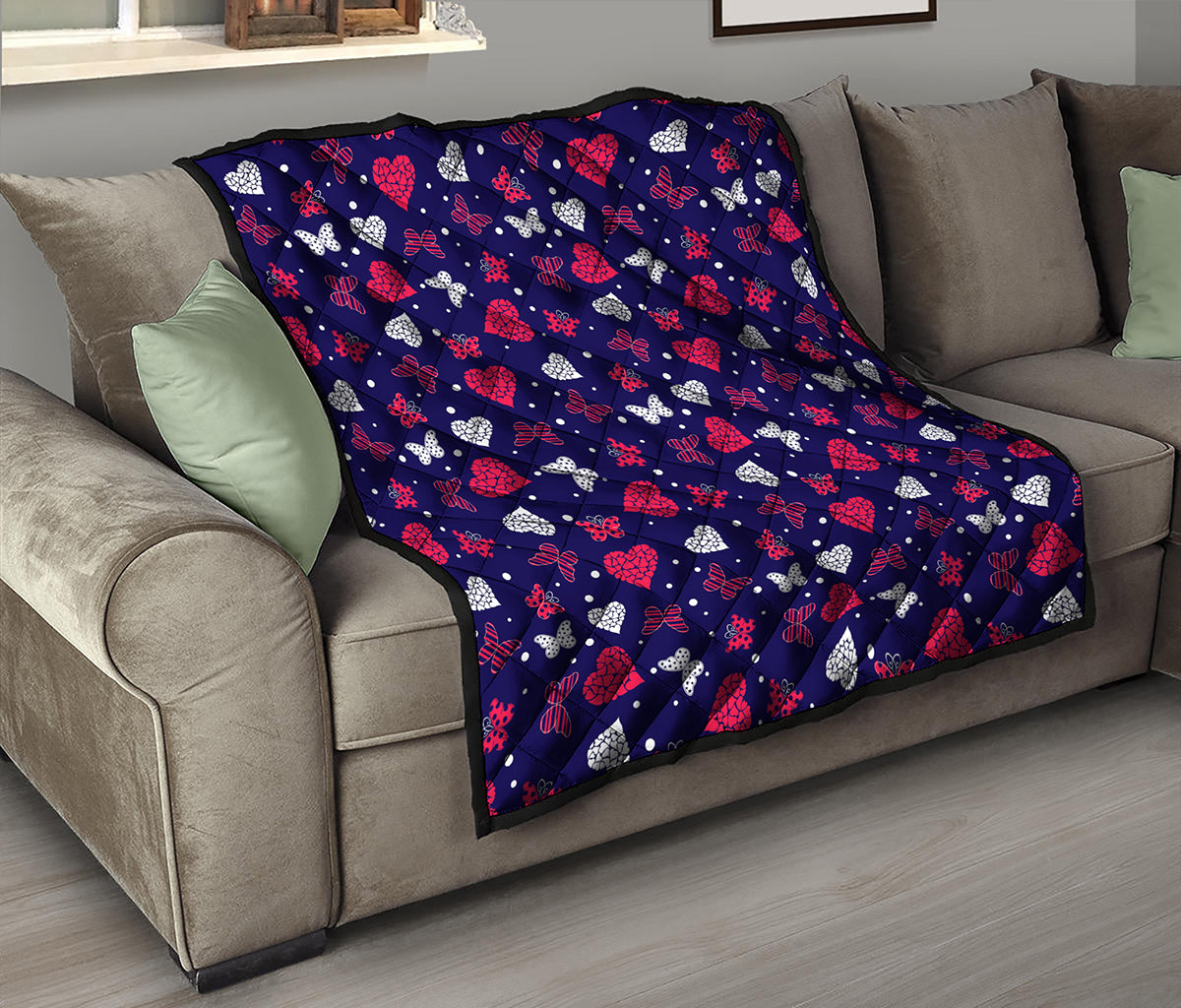 Girly Heart And Butterfly Pattern Print Quilt