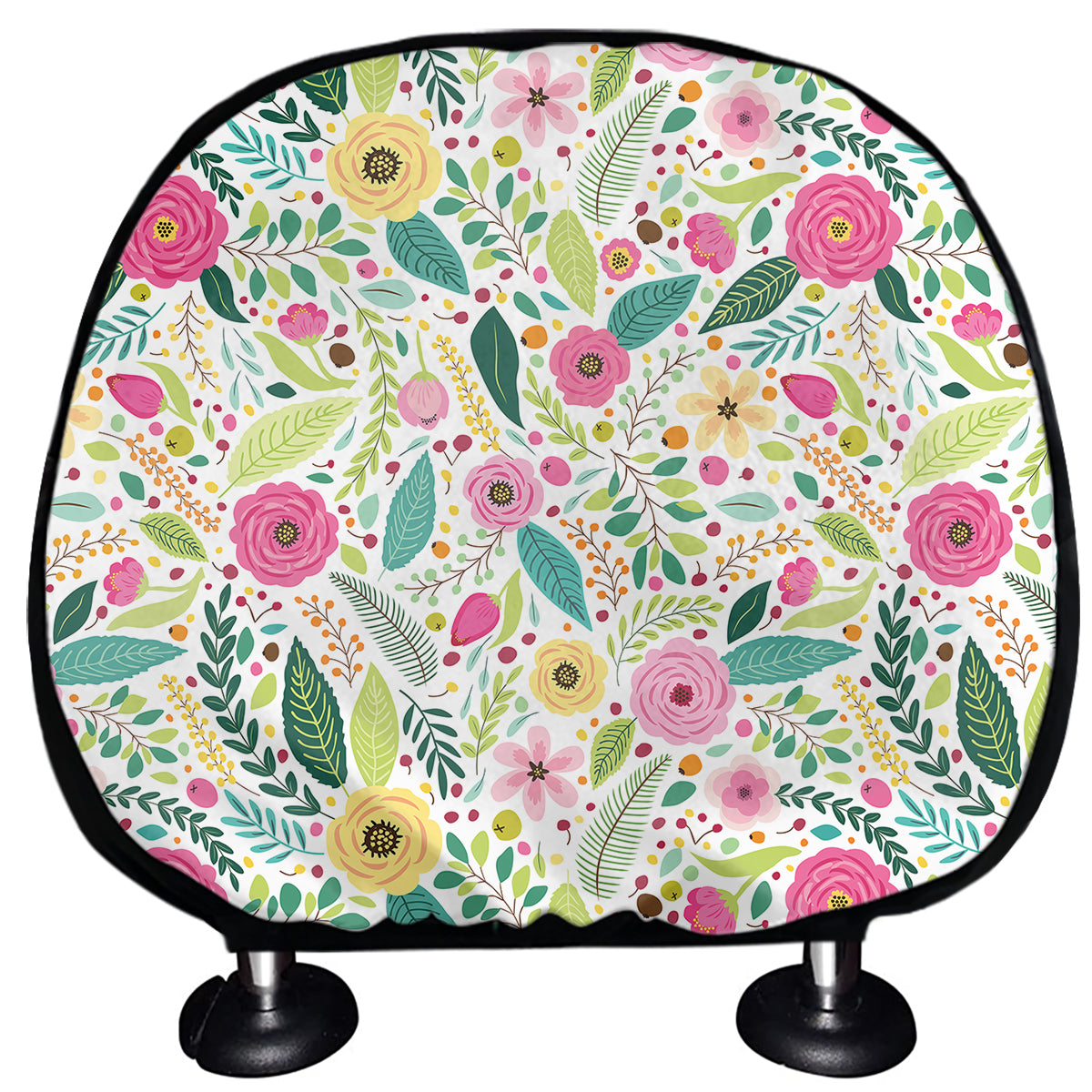 Girly Spring Flower Pattern Print Car Headrest Covers