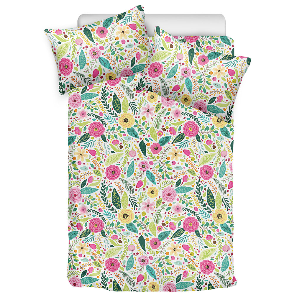 Girly Spring Flower Pattern Print Duvet Cover Bedding Set