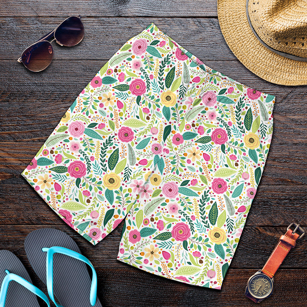 Girly Spring Flower Pattern Print Men's Shorts