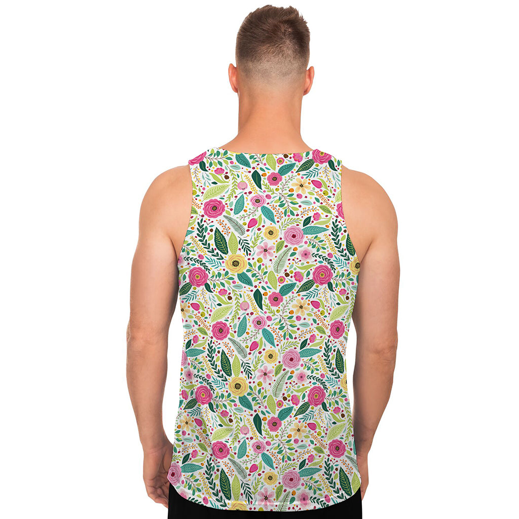 Girly Spring Flower Pattern Print Men's Tank Top