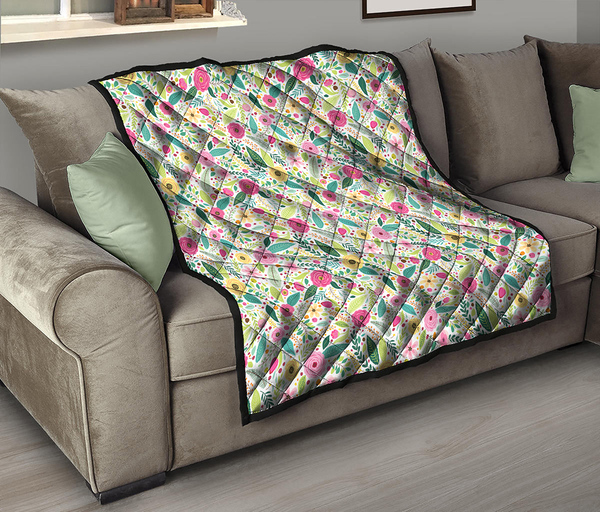 Girly Spring Flower Pattern Print Quilt