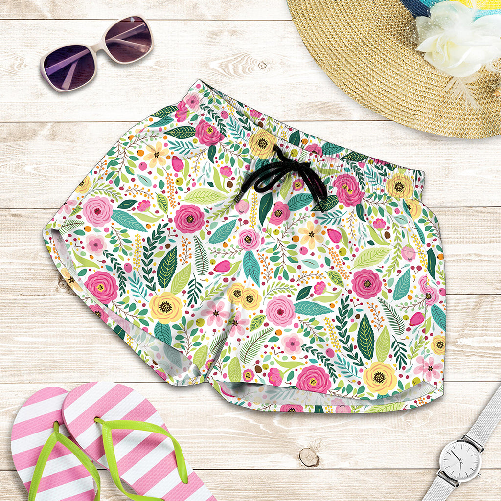Girly Spring Flower Pattern Print Women's Shorts