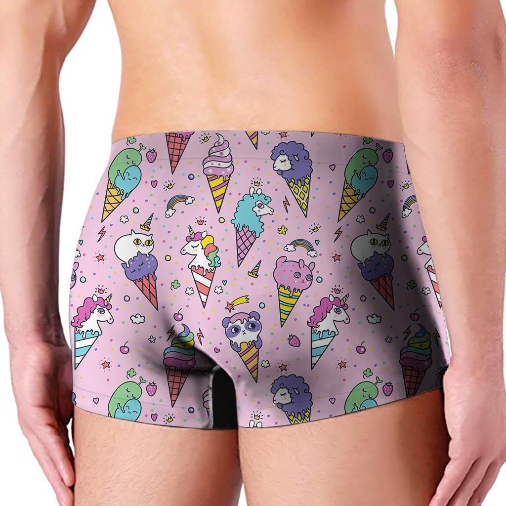 Girly Unicorn Ice Cream Pattern Print Men's Boxer Briefs