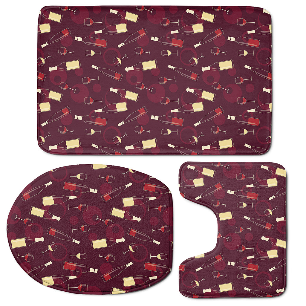 Glasses And Bottles Of Wine Print 3 Piece Bath Mat Set