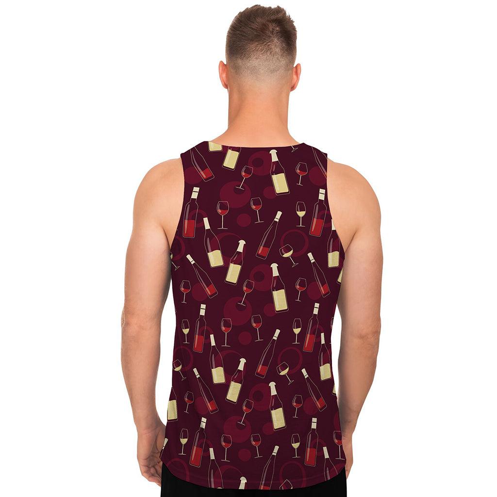 Glasses And Bottles Of Wine Print Men's Tank Top