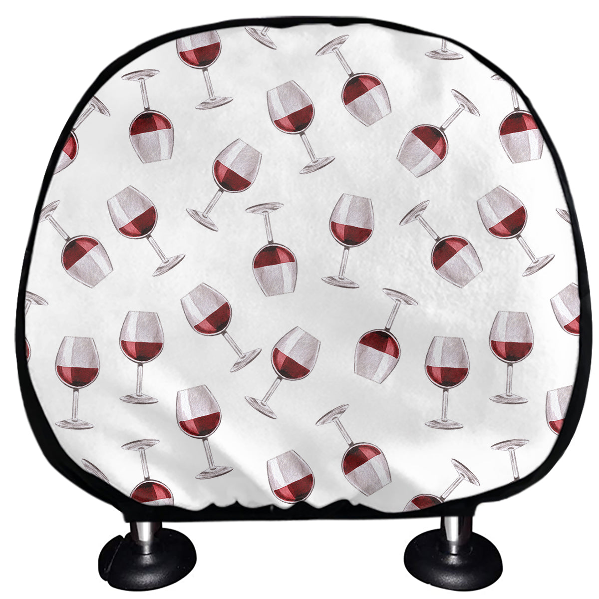 Glasses Of Wine Pattern Print Car Headrest Covers