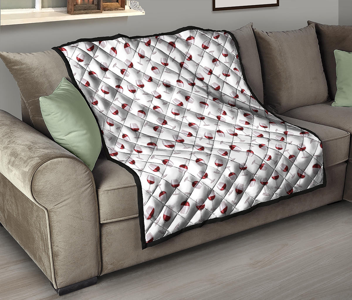 Glasses Of Wine Pattern Print Quilt
