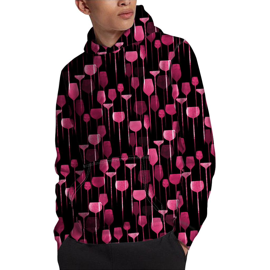 Glasses Of Wine Print Pullover Hoodie