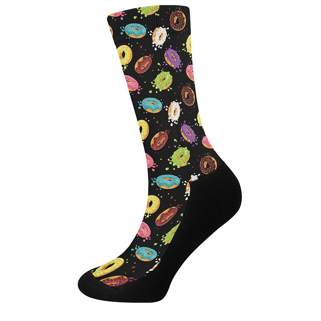 Glaze Donut Pattern Print Crew Socks
