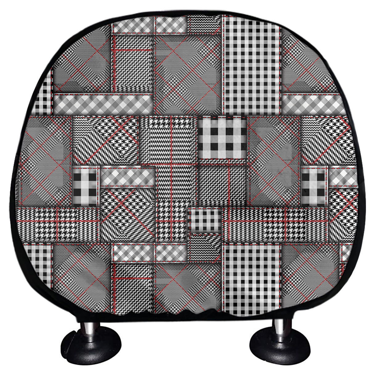 Glen Plaid Patchwork Pattern Print Car Headrest Covers