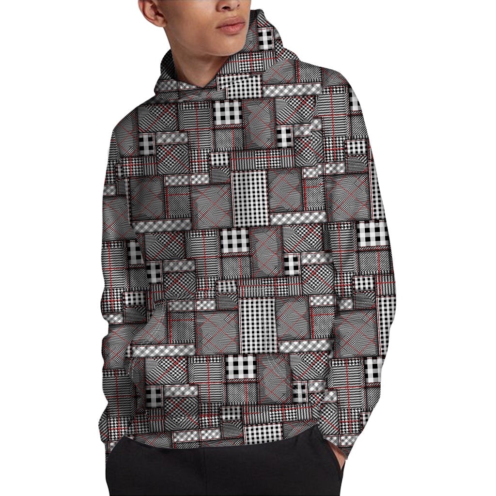 Glen Plaid Patchwork Pattern Print Pullover Hoodie