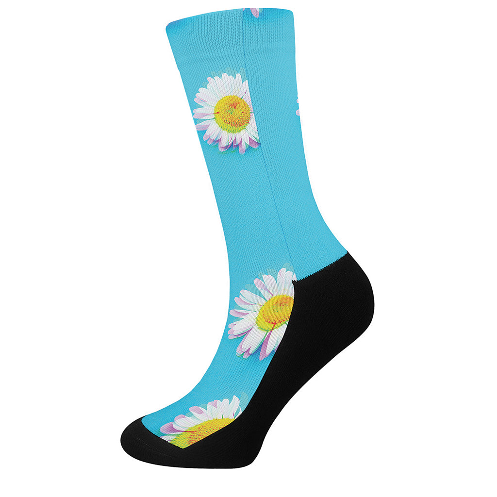 Glitch Daisy Flower Print Crew Socks