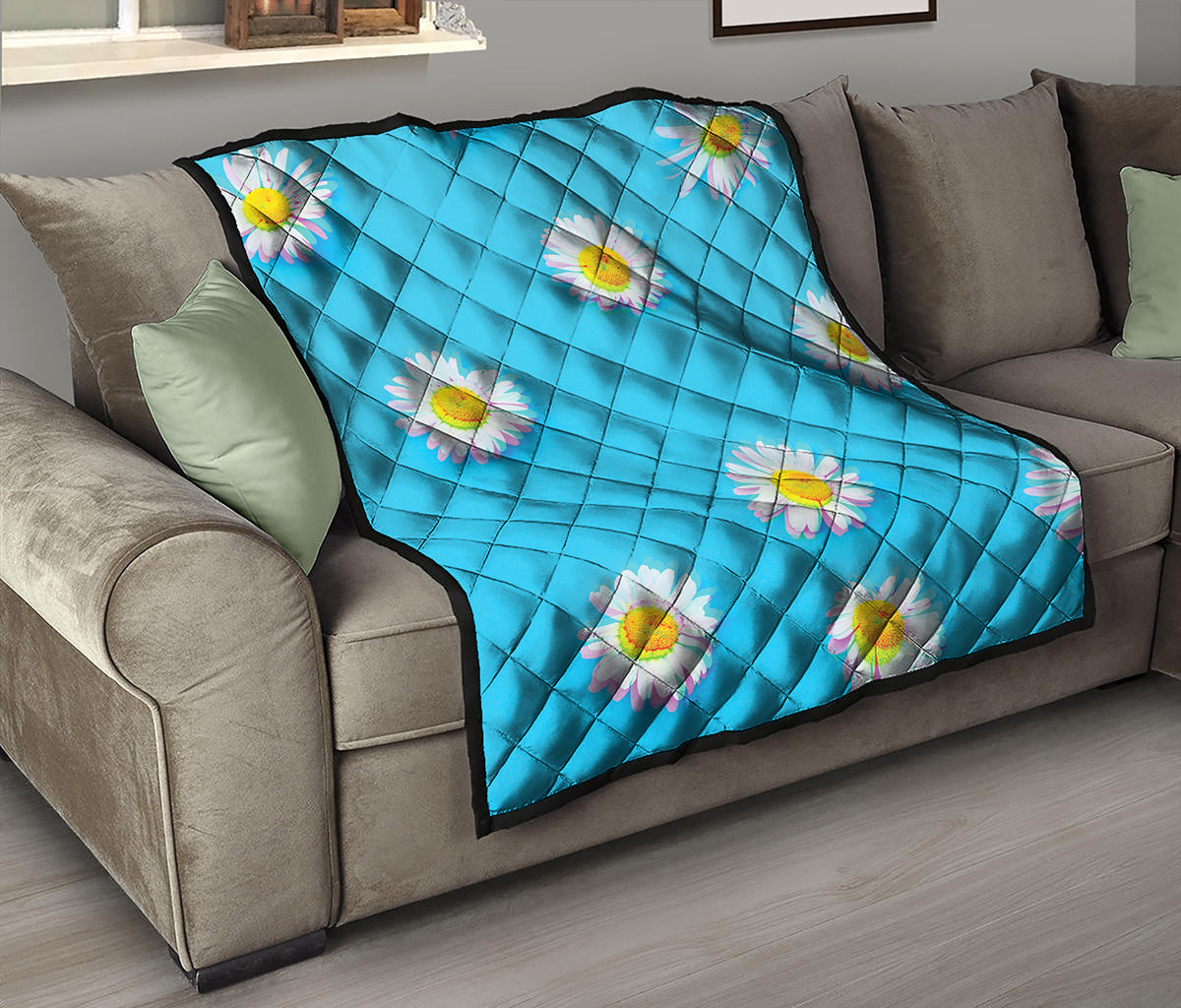 Glitch Daisy Flower Print Quilt