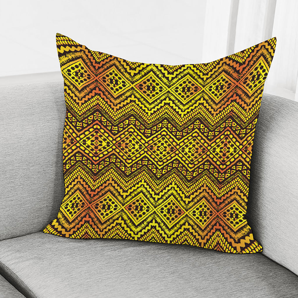 Gold African Ethnic Tribal Pattern Print Pillow Cover