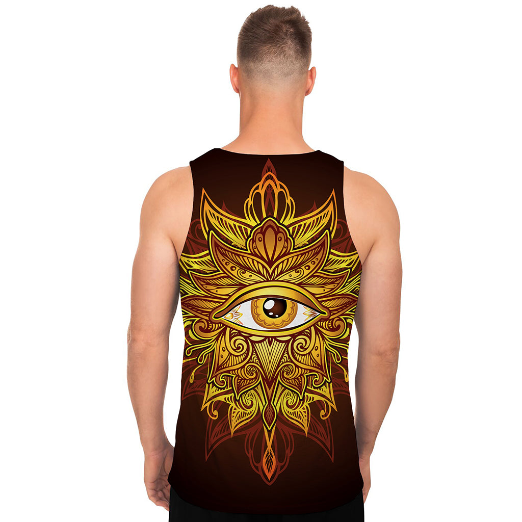 Gold All Seeing Eye Print Men's Tank Top