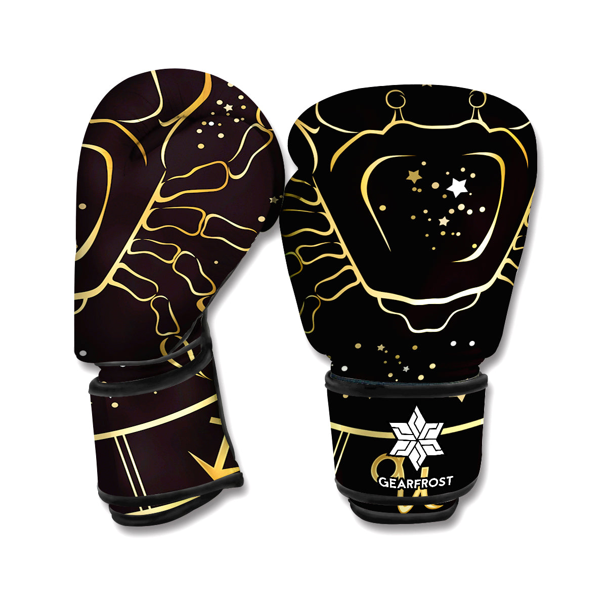 Gold And Black Cancer Sign Print Boxing Gloves