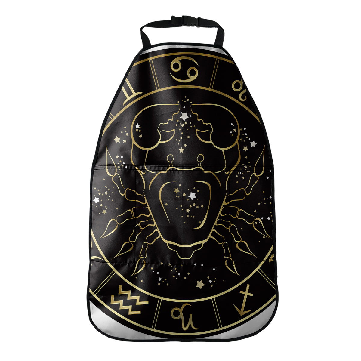 Gold And Black Cancer Sign Print Car Seat Organizers