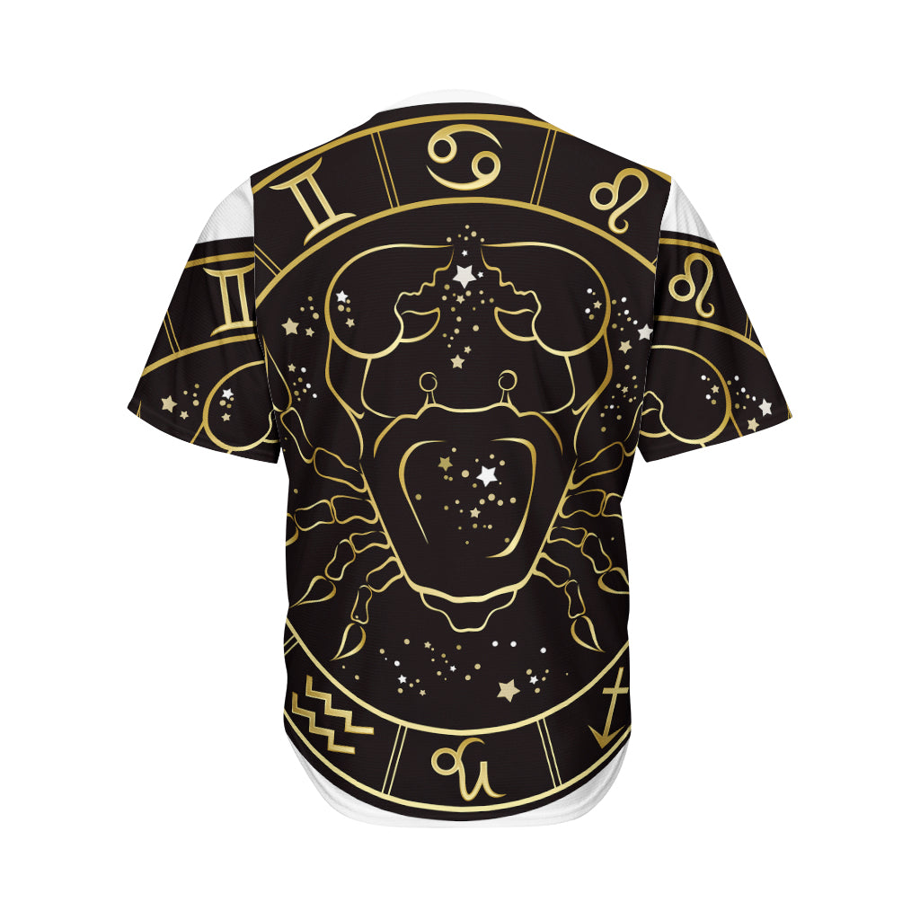 Gold And Black Cancer Sign Print Men's Baseball Jersey
