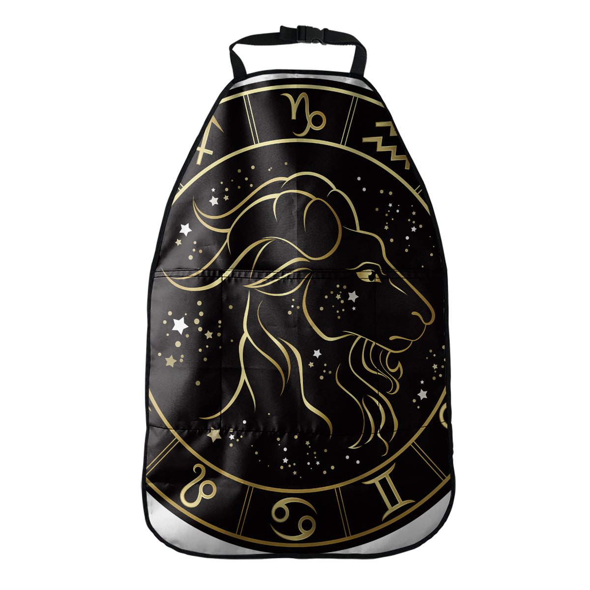 Gold And Black Capricorn Sign Print Car Seat Organizers