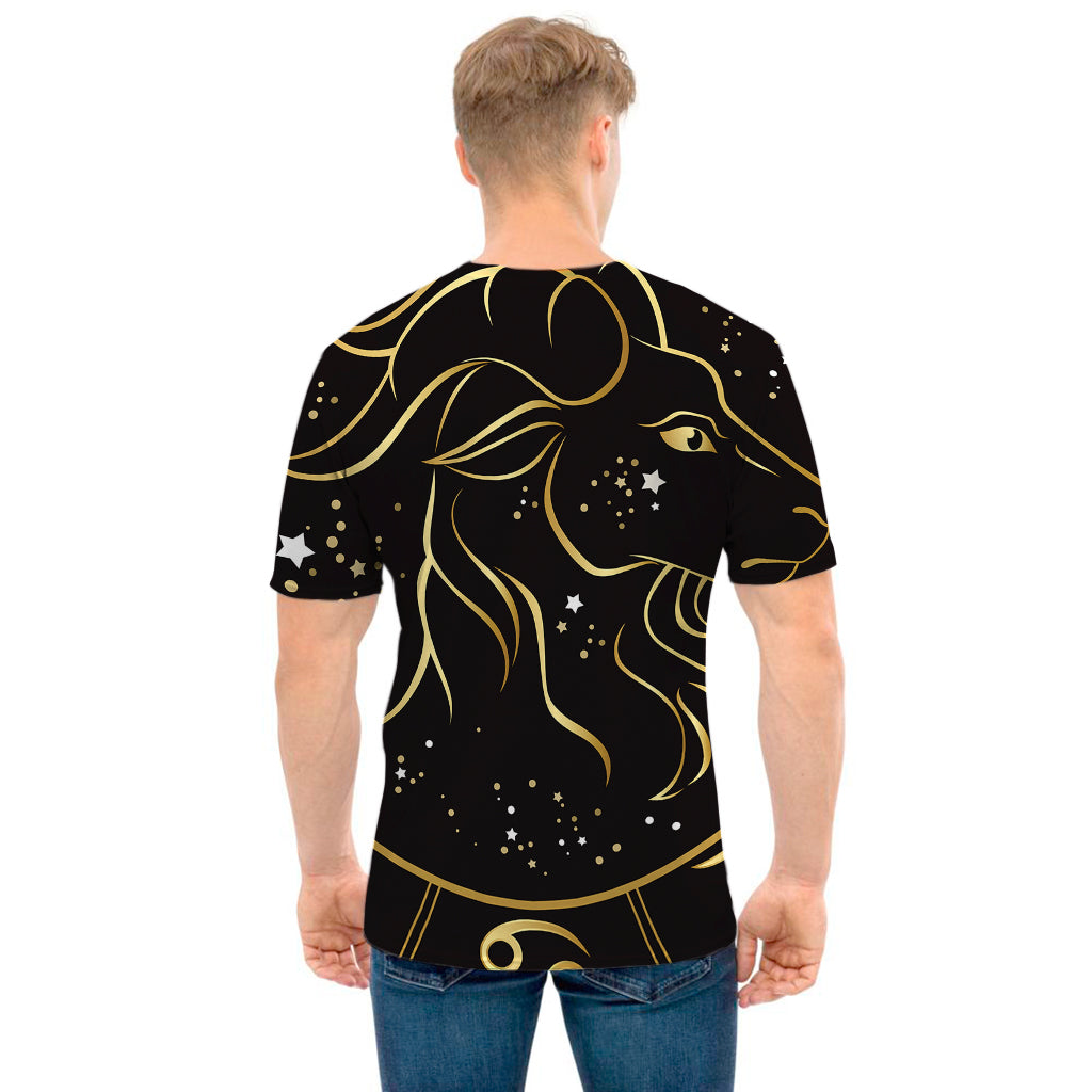 Gold And Black Capricorn Sign Print Men's T-Shirt