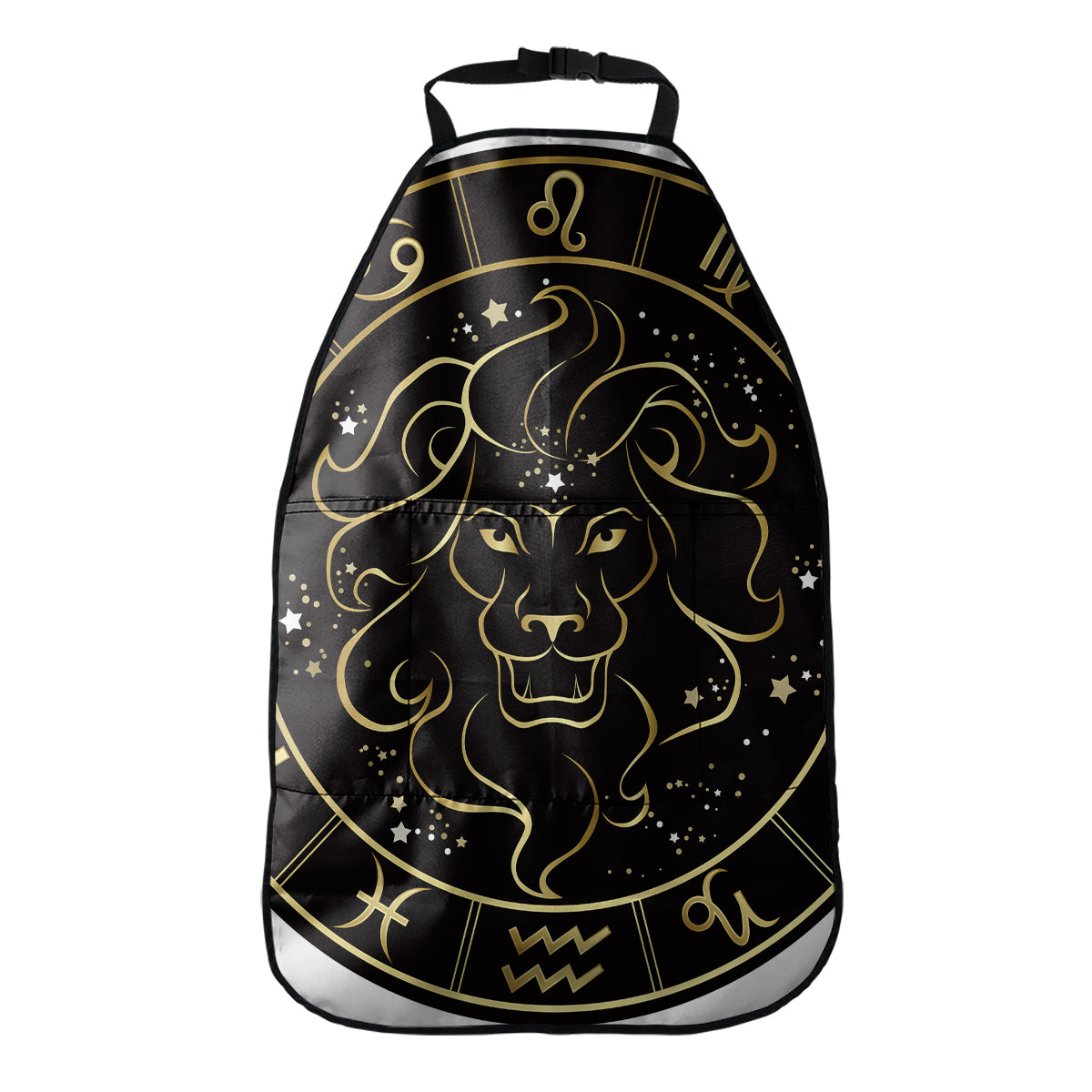 Gold And Black Leo Sign Print Car Seat Organizers