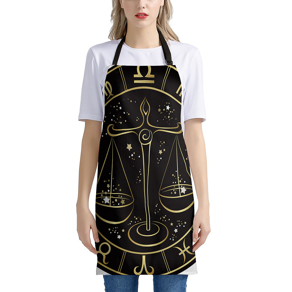 Gold And Black Libra Sign Print Apron