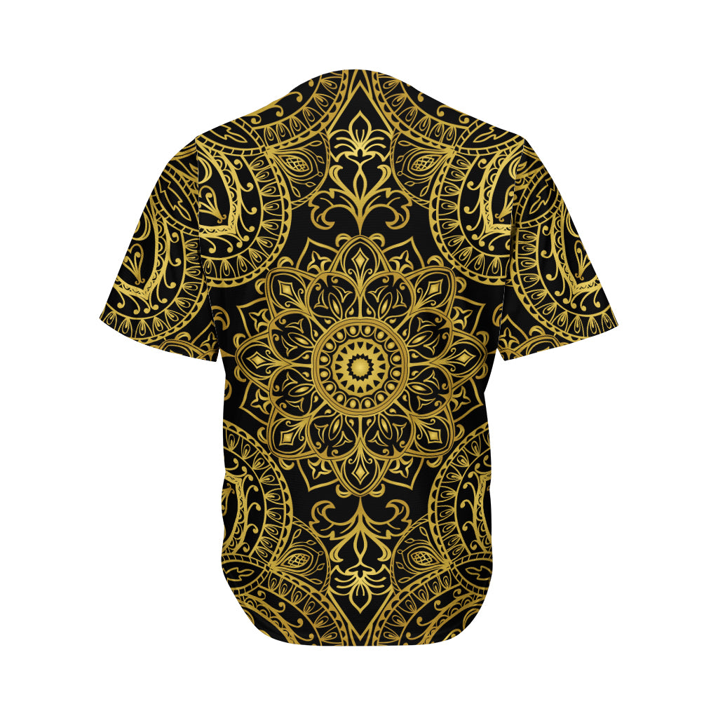 Gold And Black Mandala Print Men's Baseball Jersey