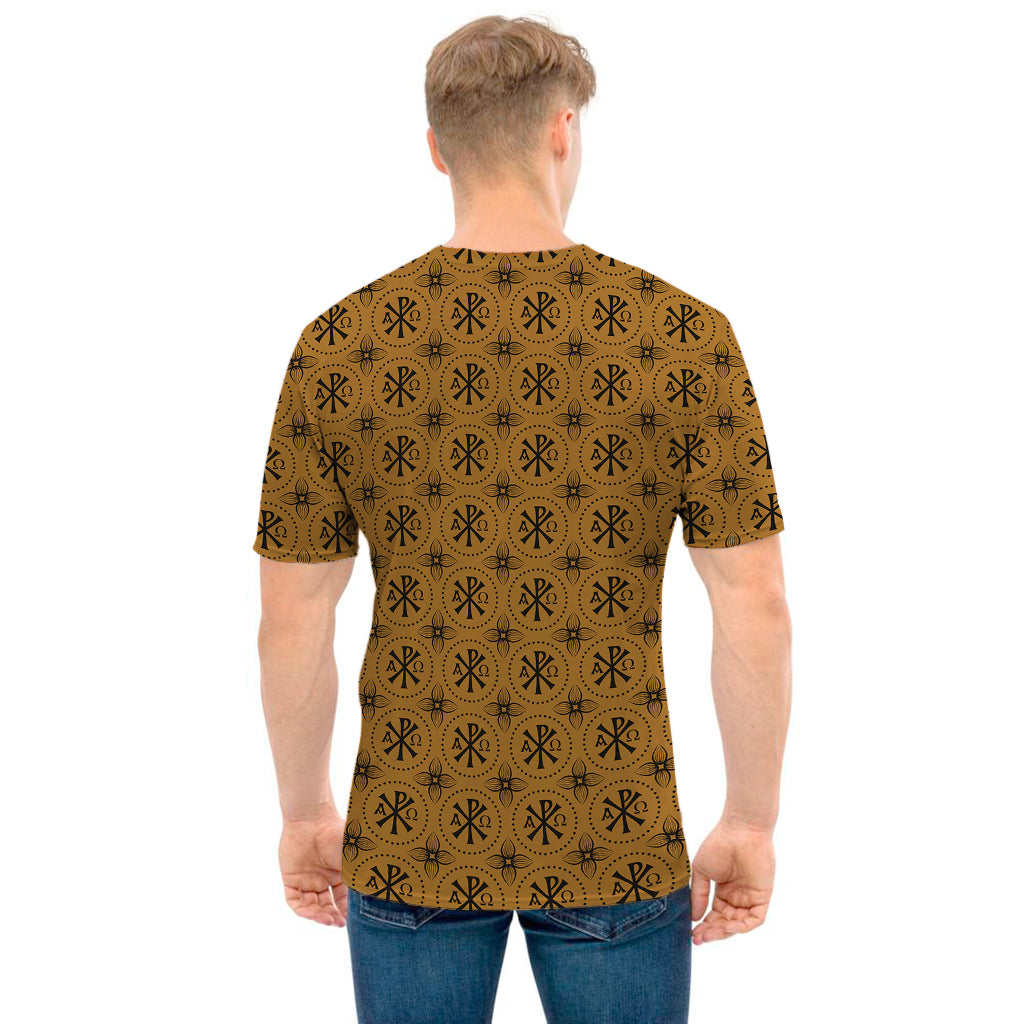 Gold And Black Orthodox Pattern Print Men's T-Shirt