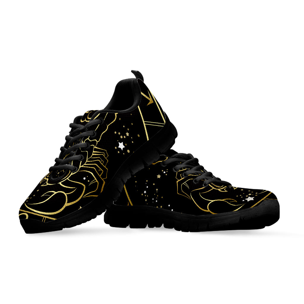 Gold And Black Scorpio Sign Print Black Sneakers