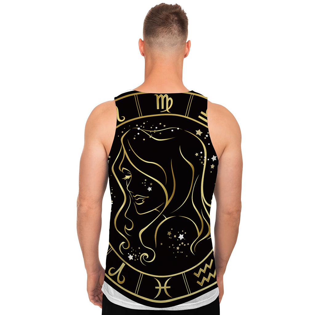 Gold And Black Virgo Sign Print Men's Tank Top