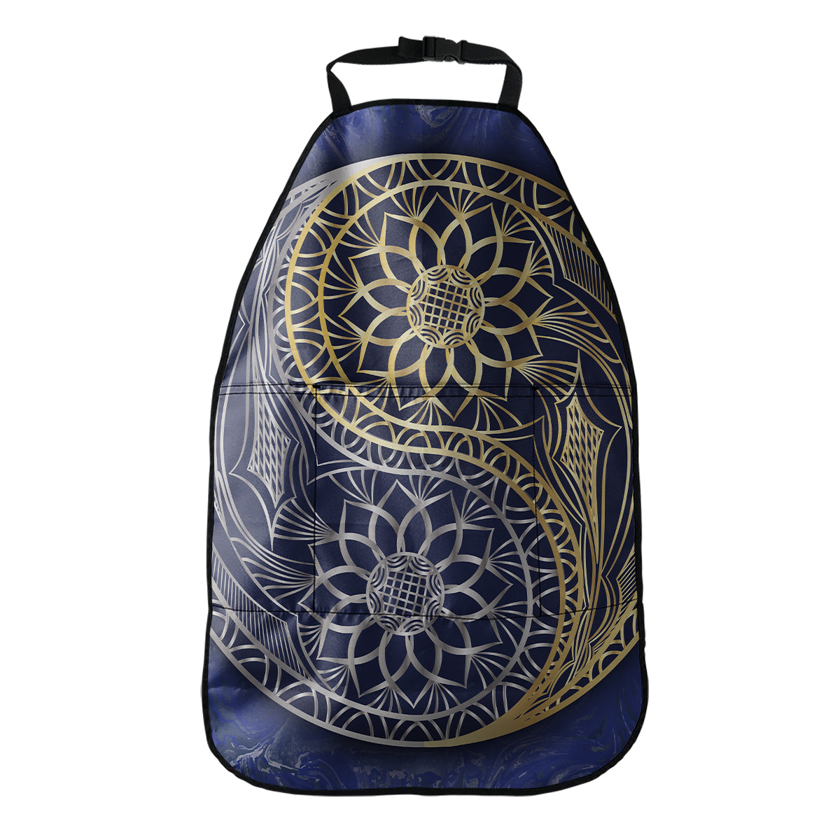 Gold And Grey Yin Yang Flower Print Car Seat Organizers
