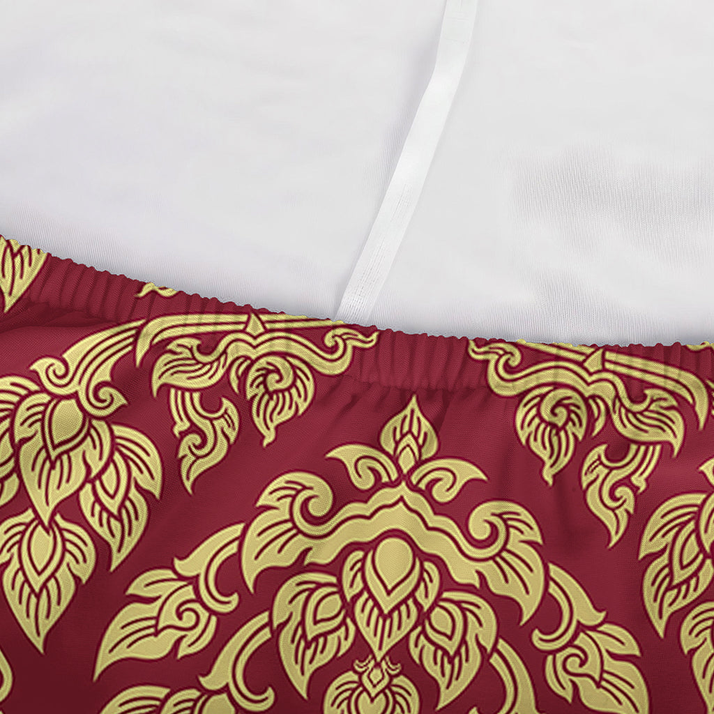 Gold And Red Thai Pattern Print Sofa Cover