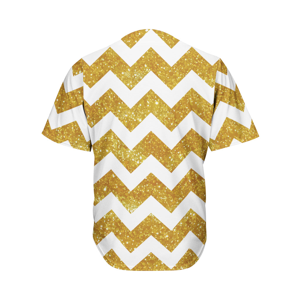 Gold And White Chevron Pattern Print Men's Baseball Jersey